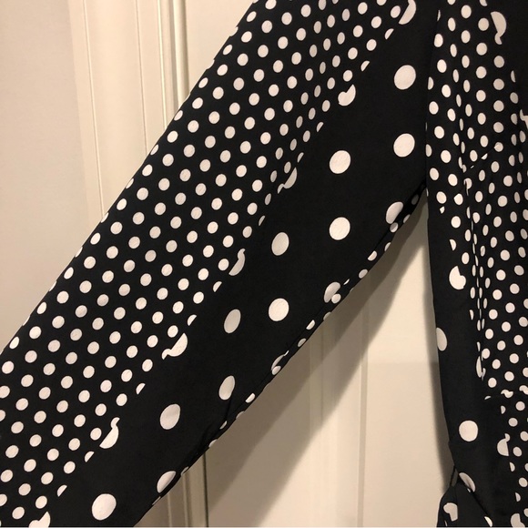 Lipsy Black and White Polka Dot Wrap Blouse - Picture 2 of 5